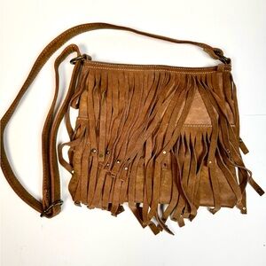 Boho Fringe Brown Crossbody Bag